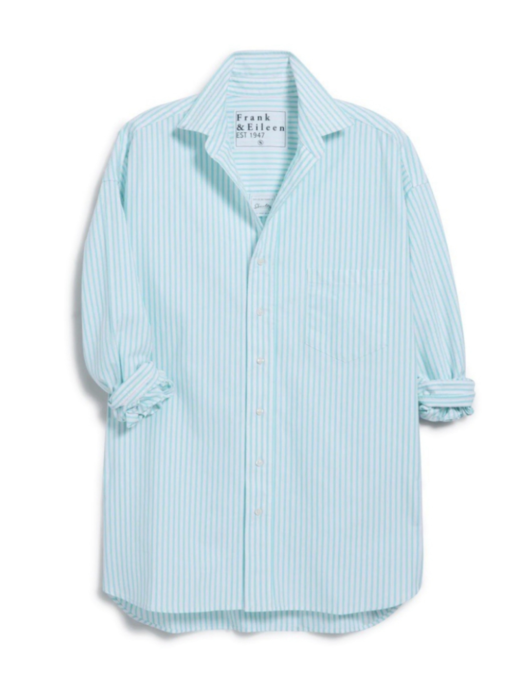 Frank & Eileen Eileen Blue Stripe Italian Linen Button Up Shirt Large